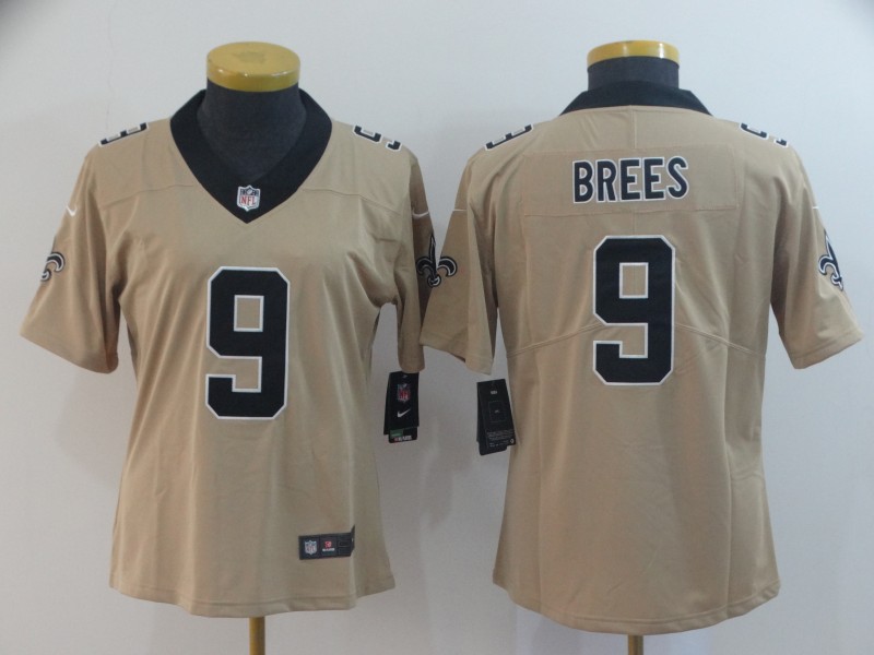 Women New Nike New Orleans Saints #9 Bress yellow Limited Jersey